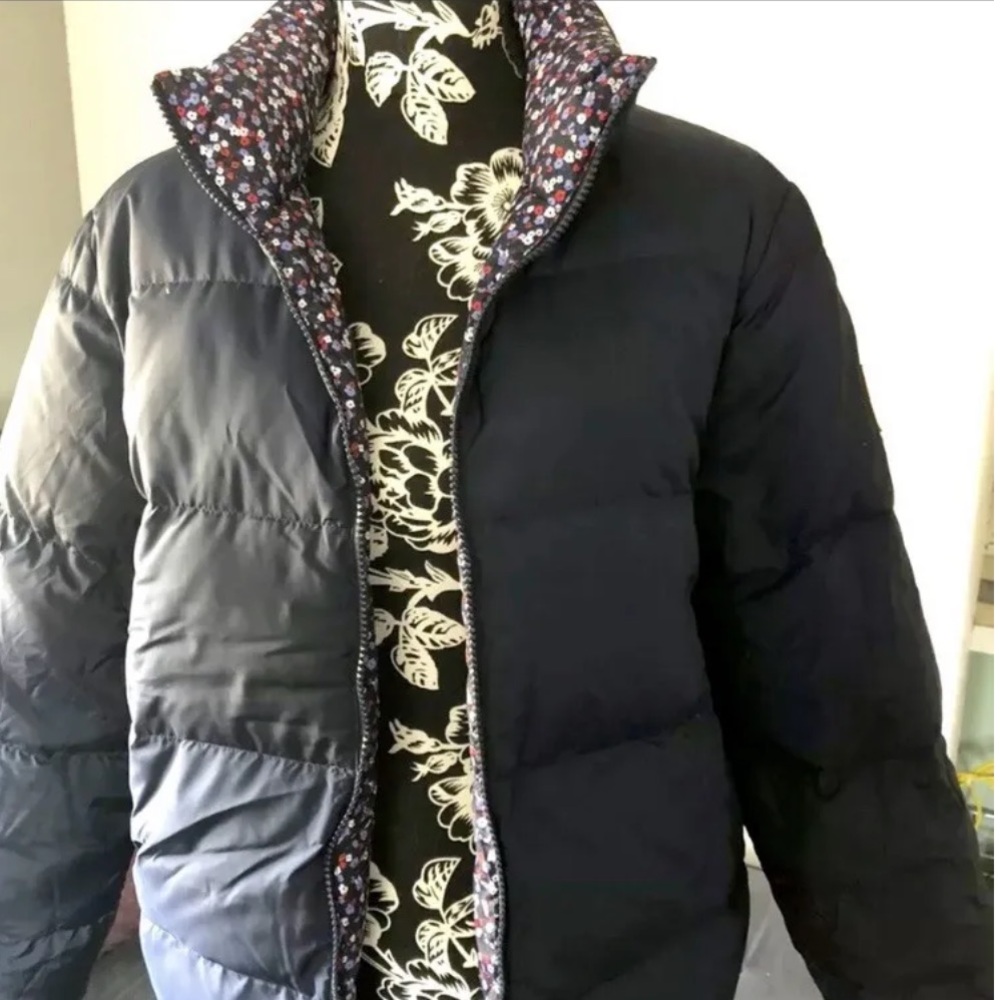 Tory. Sport reversible puffer navy blue and floral